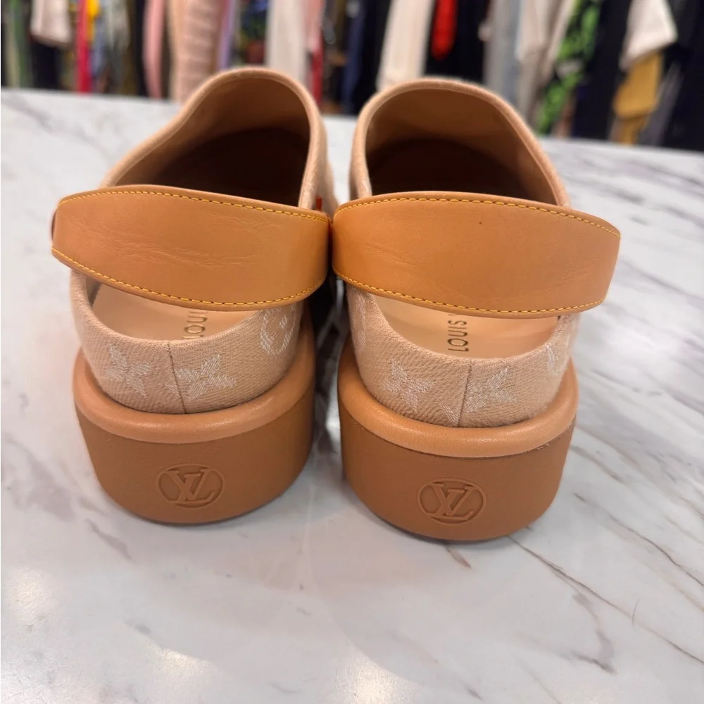 Louis Vuitton Tan Monogram Platform Clog Mules - Picture 6 of 6
